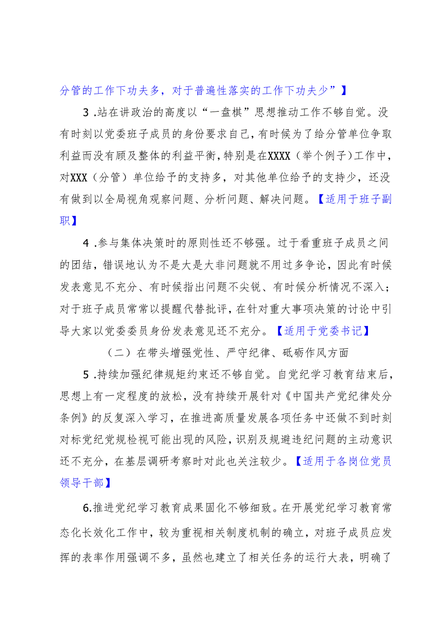 组织生活：2024年度“四个带头”民主生活会：5-05对照检查范文（精选原创 领导班子成员 全文5000字）.docx_第2页