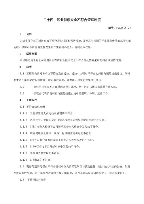 24职业健康安全不符合管理制度.docx