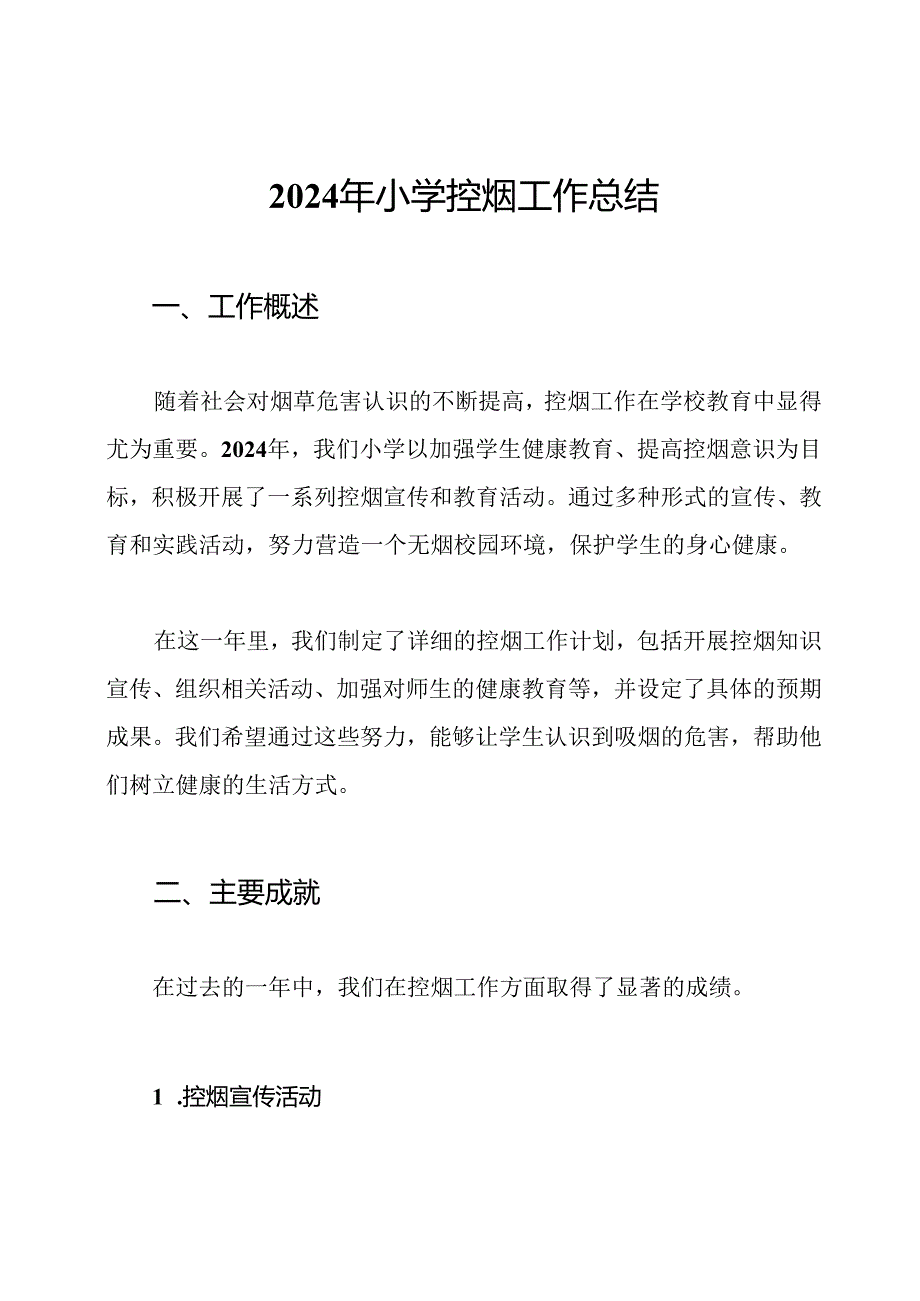 2024年小学控烟工作总结.docx_第1页