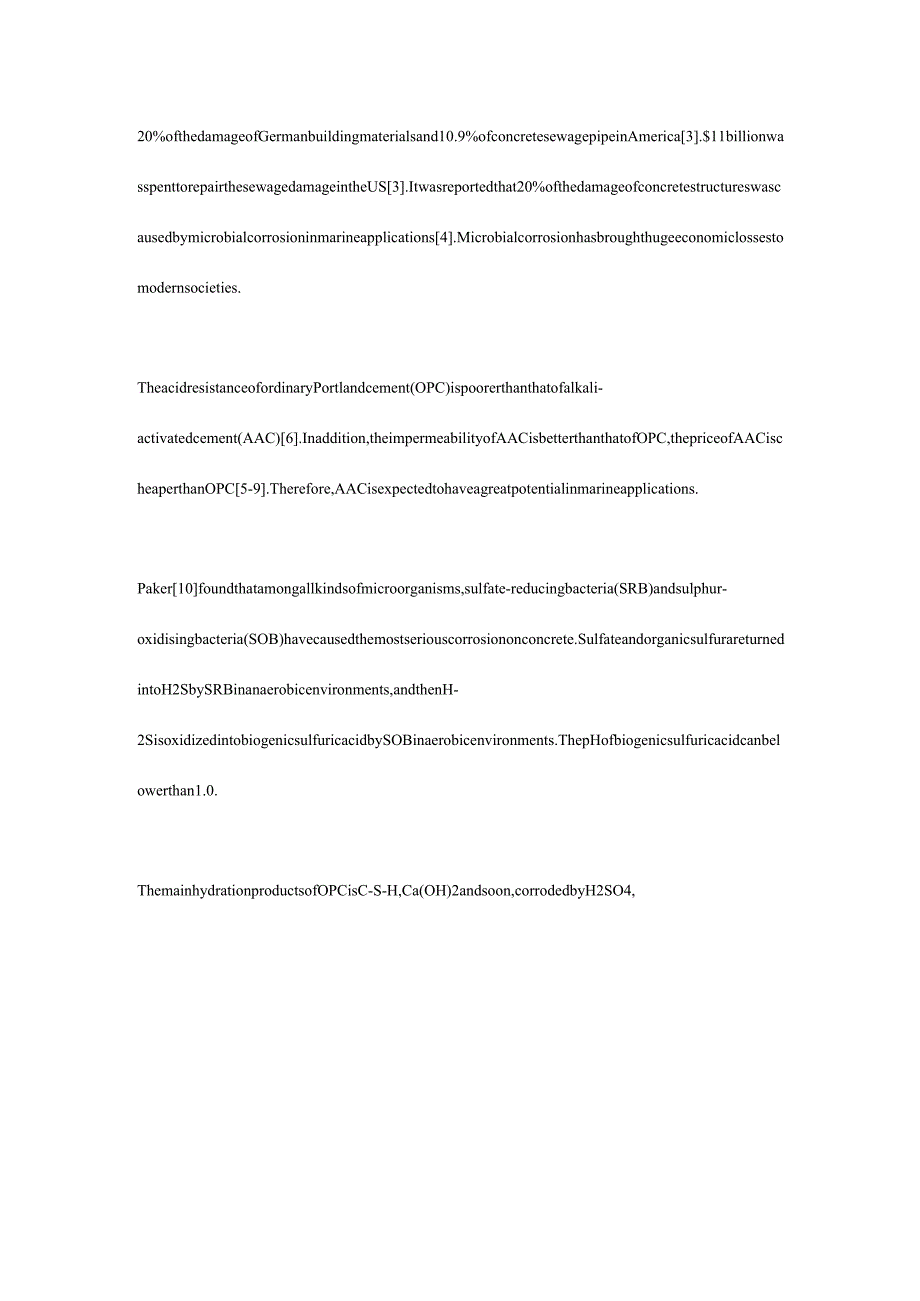Effect of biogenic sulfuric acid on behavior of alkali-activated cememt concrete.docx_第2页