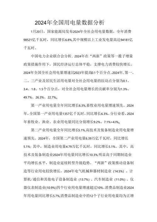 2024年全国用电量数据分析.docx