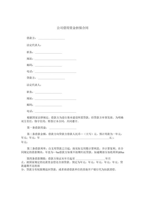 公司借用资金担保合同.docx