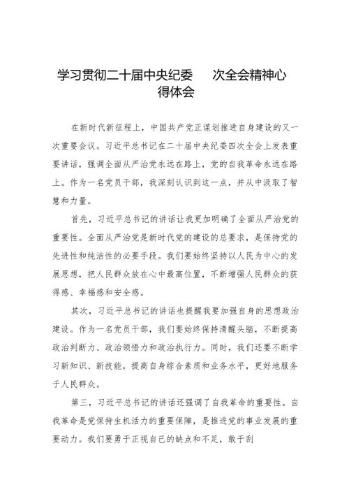 学习二十届中央纪委四次全会精神心得感悟三篇.docx