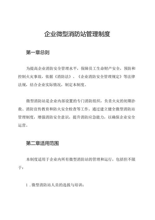 企业微型消防站管理制度.docx