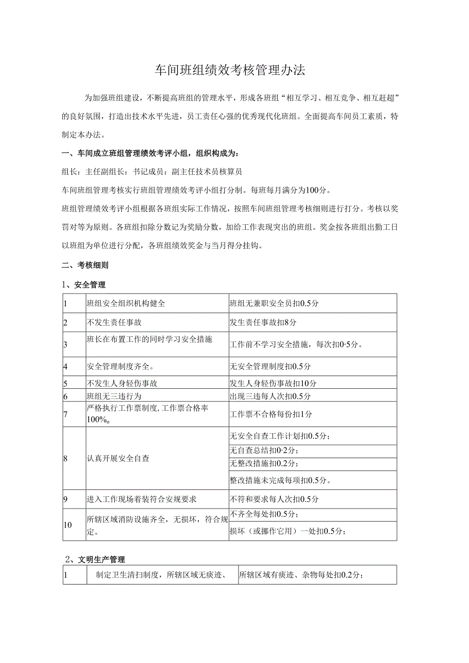 车间班组绩效考核管理办法.docx_第1页