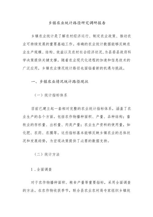 乡镇农业统计路径研究调研报告.docx