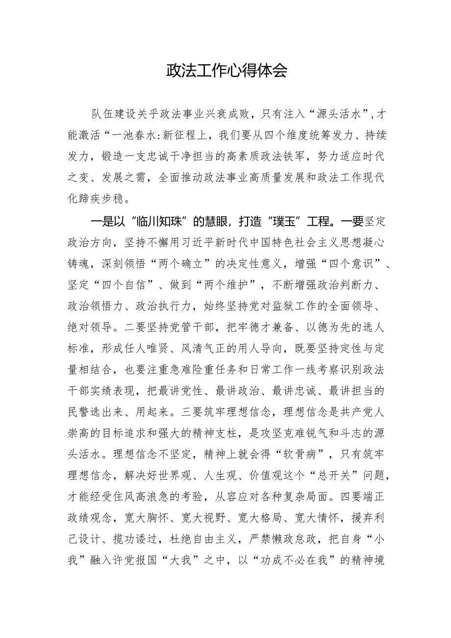 政法工作心得体会.docx_第1页