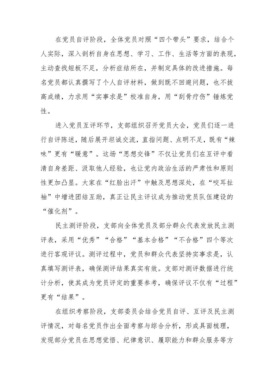 党支部2024-2025年度组织生活会民主评议党员情况总结报告.docx_第3页