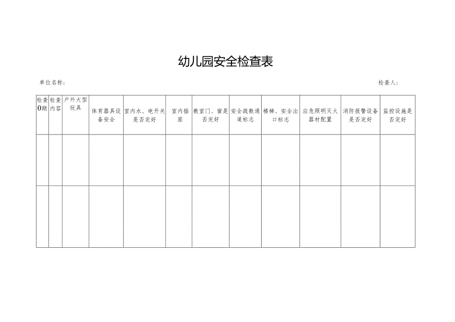 幼儿园安全检查表 02.docx_第1页