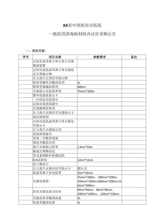 XX省中西医结合医院一批医用消毒耗材院内议价采购公告（2025年）.docx