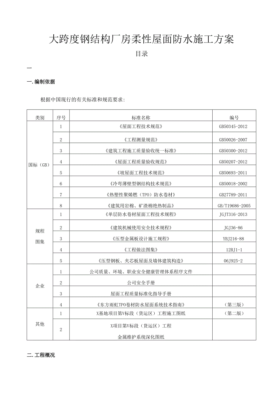 大跨度钢结构厂房柔性屋面防水施工方案.docx_第1页