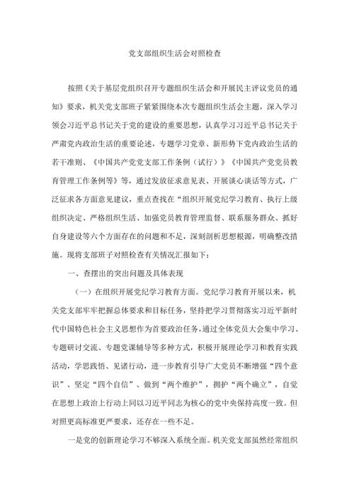 党支部组织生活会对照检查.docx
