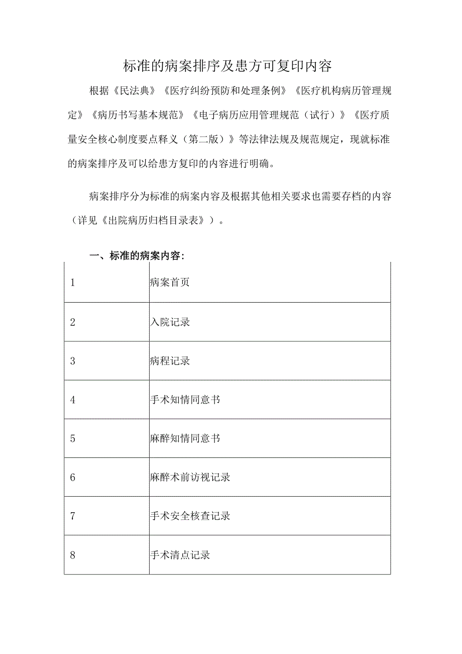 标准的病案排序及患方可复印内容.docx_第1页