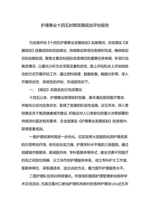 护理事业十四五时期发展规划评估报告.docx