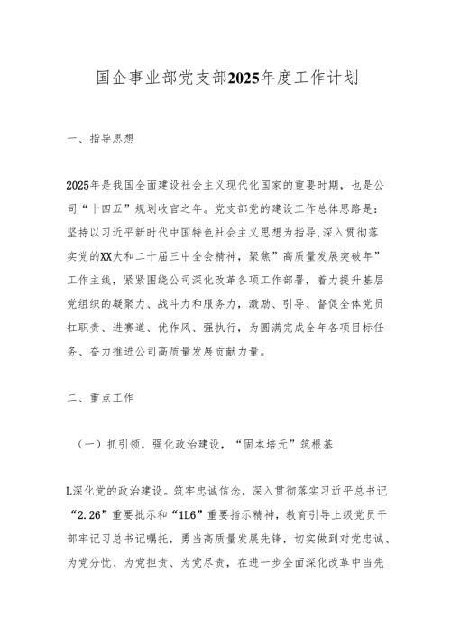 国企事业部党支部2025年度工作计划.docx