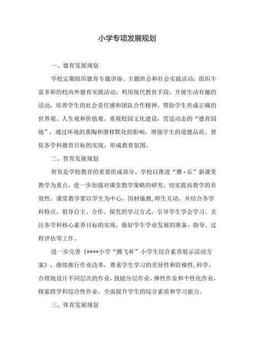 小学专项发展规划.docx