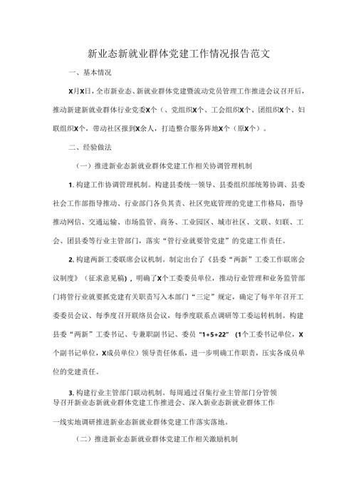 新业态新就业群体党建工作情况报告范文.docx