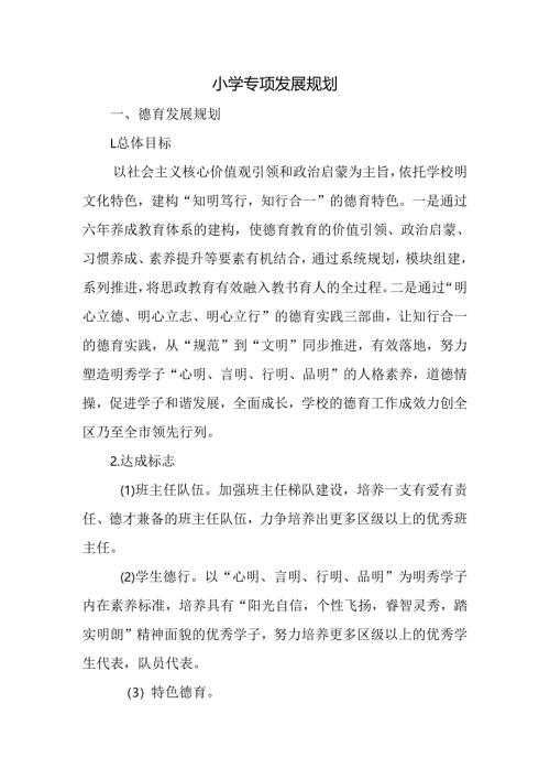 小学专项发展规划.docx