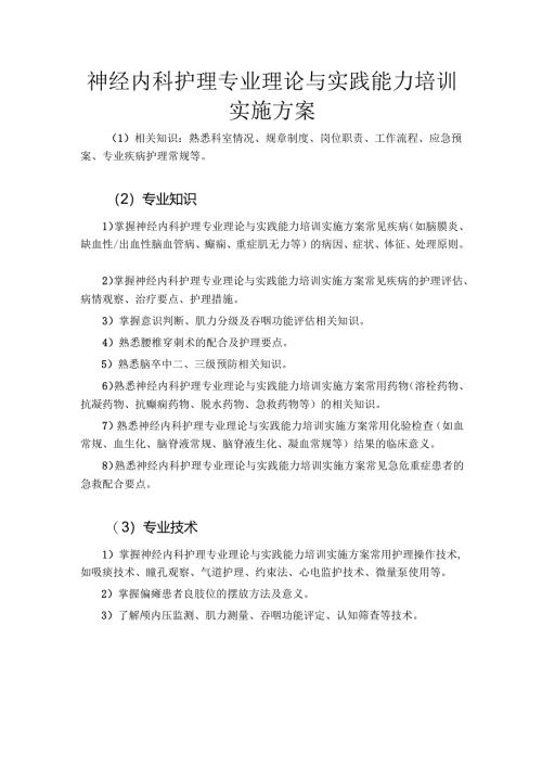 神经内科护理专业理论与实践能力培训实施方案.docx
