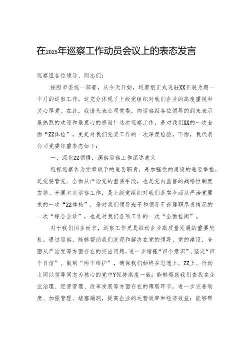在2025年巡察工作动员会议上的表态发言.docx