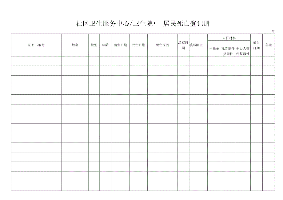社区卫生服务中心、卫生院--居民死亡登记册.docx_第1页