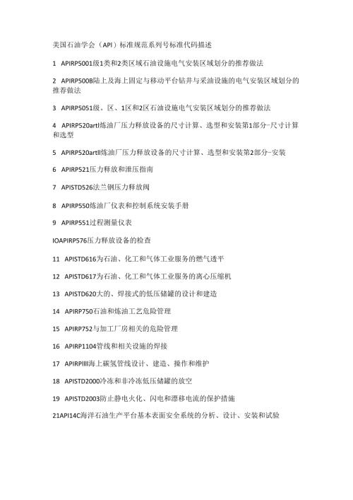 美国石油学会API标准规范.docx