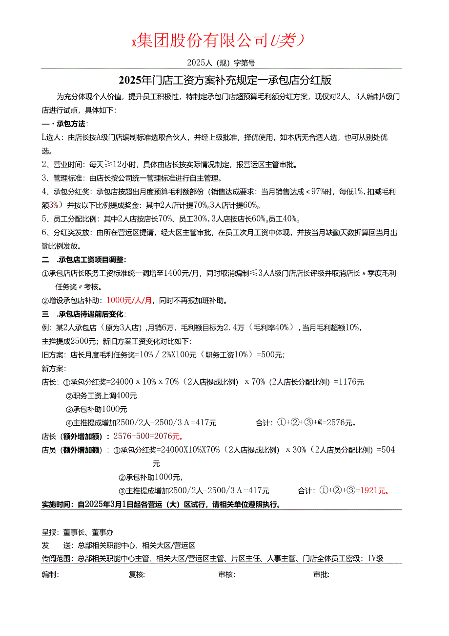 门店承包店分红(工资方案补充规定).docx_第1页