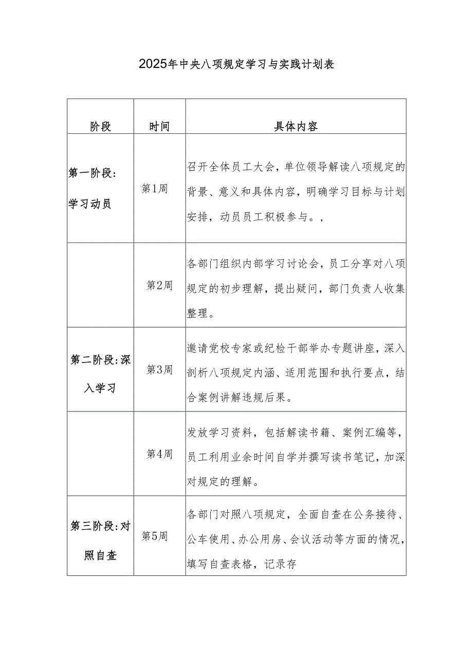 深入学习贯彻中央八项规定精神学习教育计划安排表格3篇.docx_第3页