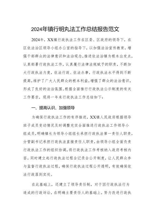 2024年镇行政执法工作总结报告范文.docx