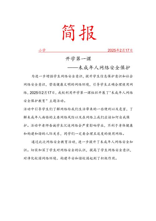 开展未成年人网络安全保护教育简报.docx