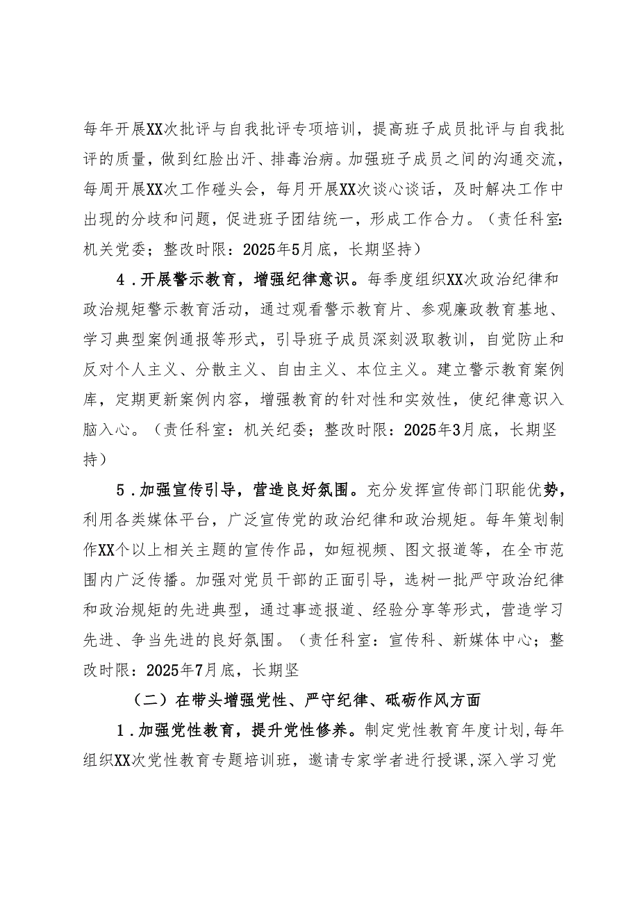 市委宣传部领导班子关于2024年度民主生活会查摆问题整改方案.docx_第3页