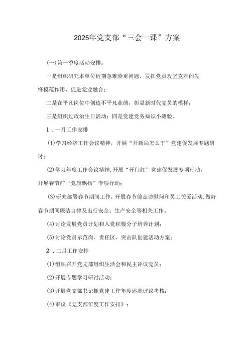 2025年党支部“三会一课”方案.docx