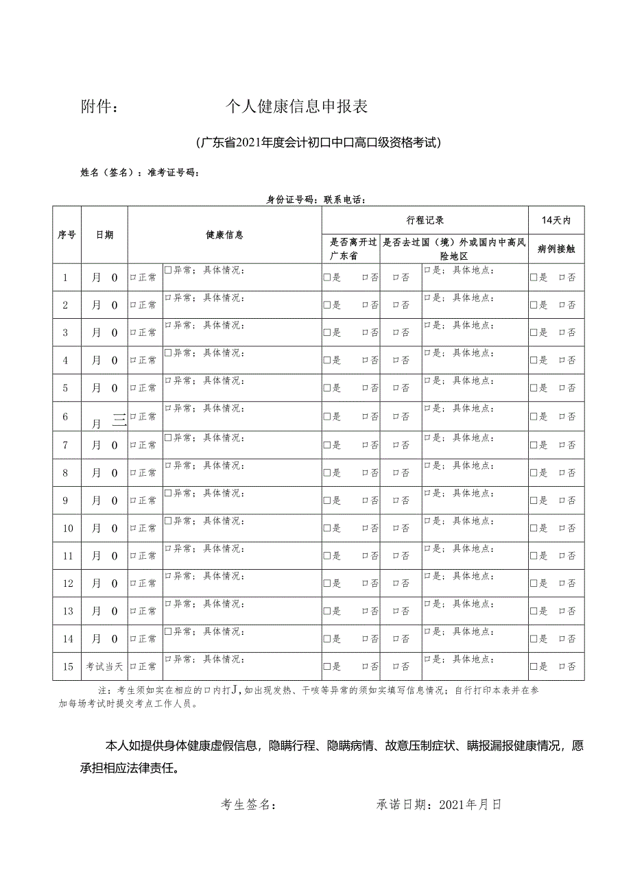 个人健康信息申报表.docx_第1页