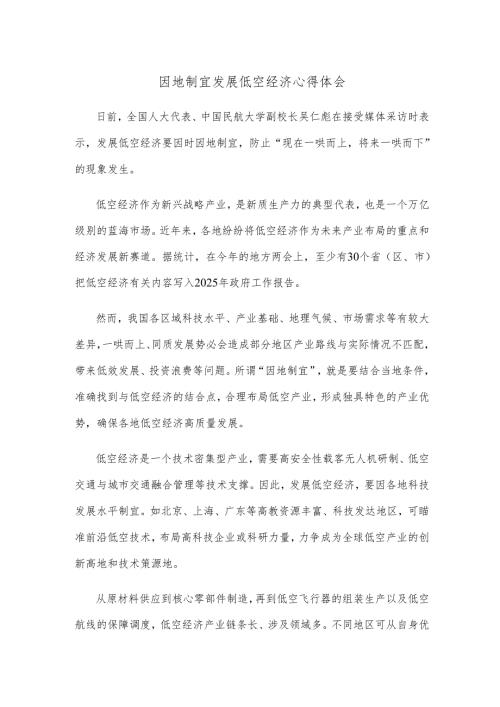 因地制宜发展低空经济心得体会.docx