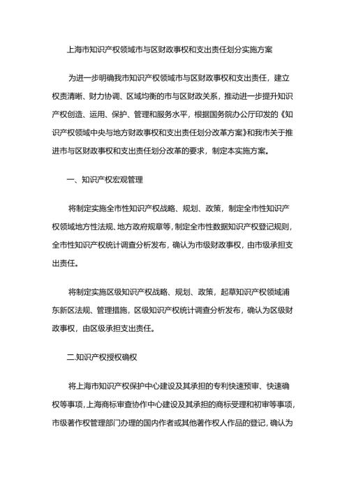 上海市知识产权领域市与区财政事权和支出责任划分实施方案.docx