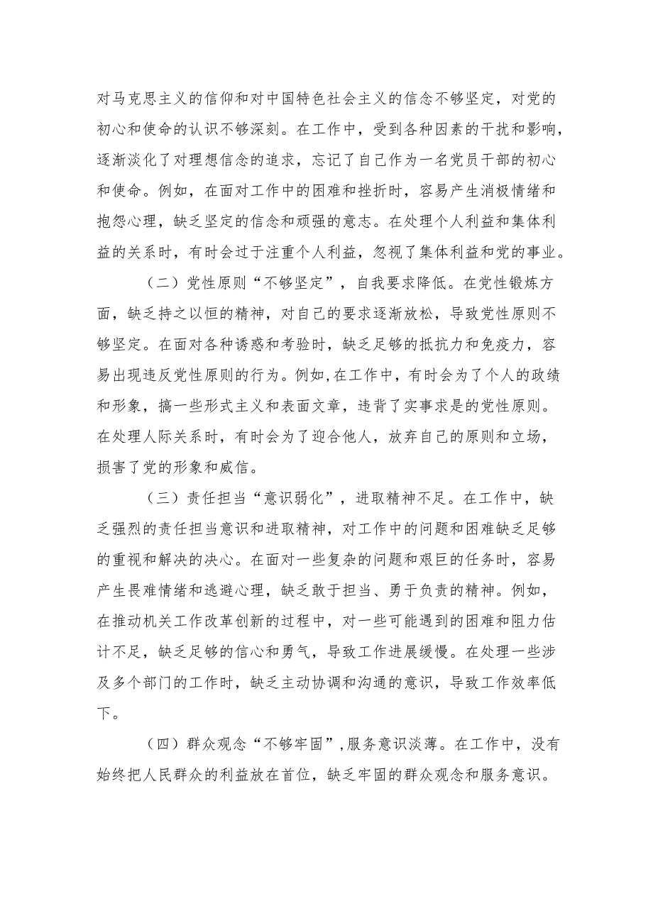 2024年度组织生活会个人对照检查发言检视材料.docx_第3页