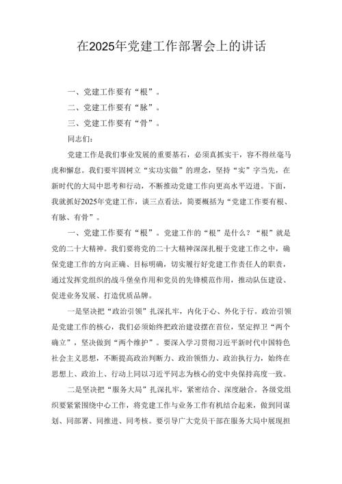 在（2025年）党建工作部署会上的讲话.docx