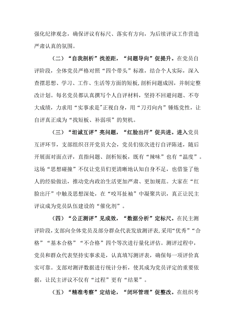 （2篇）党支部2024年民主评议党员工作情况报告.docx_第2页