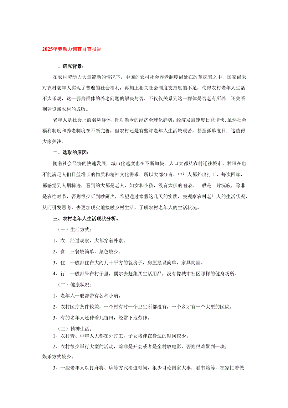 2025年劳动力调查自查报告.docx_第1页