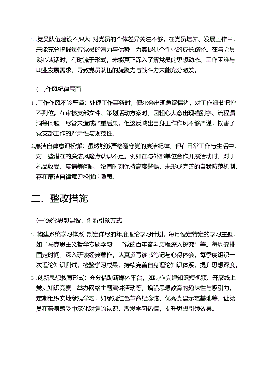2025党支部书记自我批评与整改措施报告.docx_第2页
