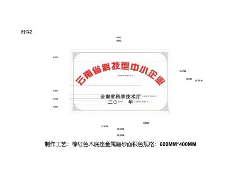云南省科技型中小企业牌匾小样规格要求.docx