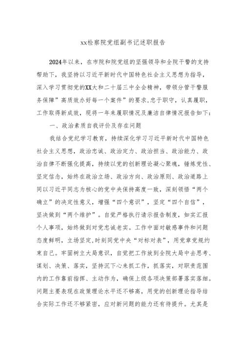 xx检察院党组副书记述职报告.docx