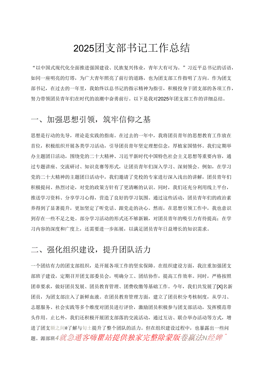 2025团支部书记工作总结.docx_第1页