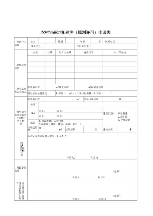 2026农村宅基地和建房（规划许可）申请表（样张空白模板）.docx