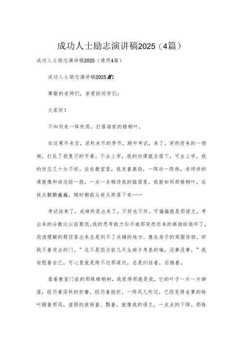 成功人士励志演讲稿2025（4篇）.docx