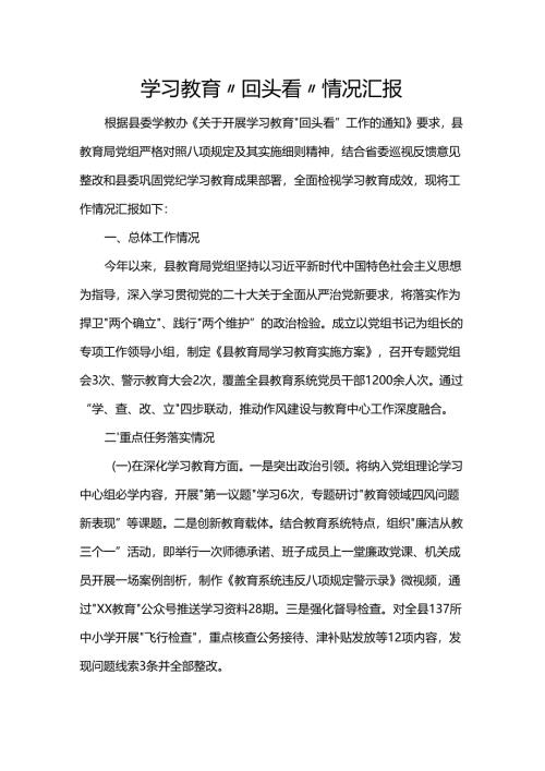 学习教育“回头看”情况汇报.docx