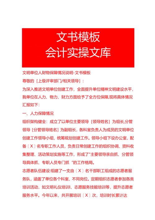 文明单位人财物保障情况说明-文书模板.docx
