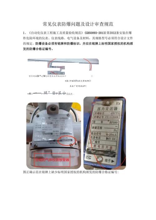 常见仪表防爆问题及设计审查规范.docx
