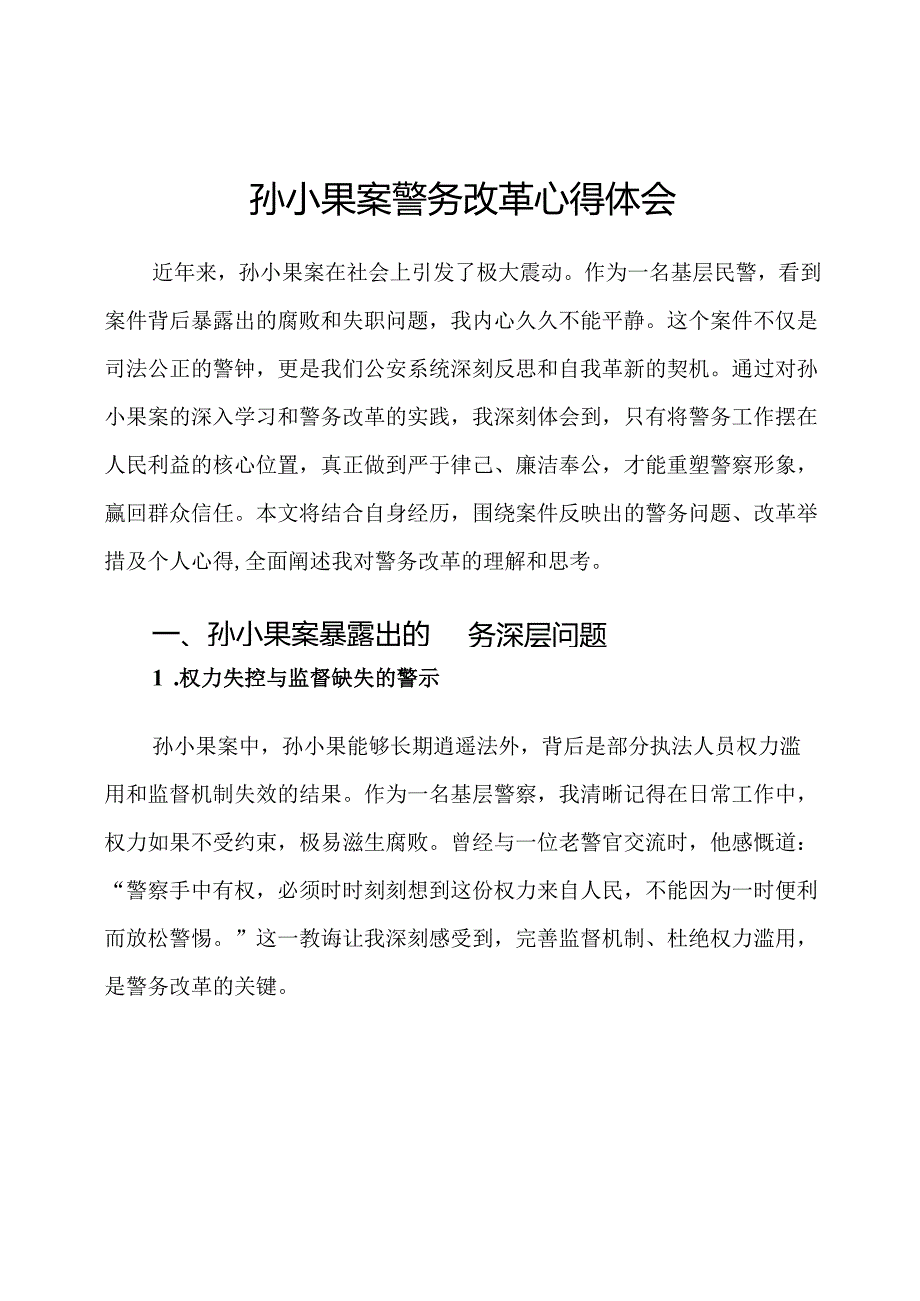孙小果案警务改革心得体会.docx_第1页