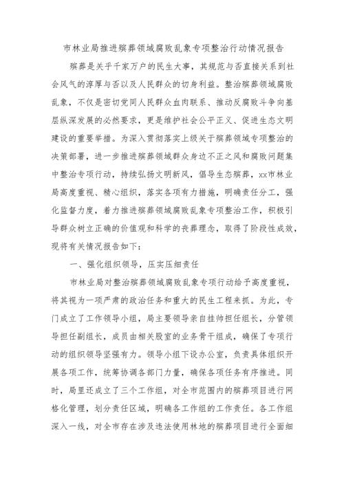 市林业局推进殡葬领域腐败乱象专项整治行动情况报告.docx
